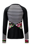 Zip Up Neckline Color Block Rashguard Top