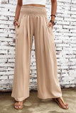 Pink Textured High Waist Wide Leg Plus Size Pants