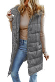 Black Hooded Long Quilted Vest Coat