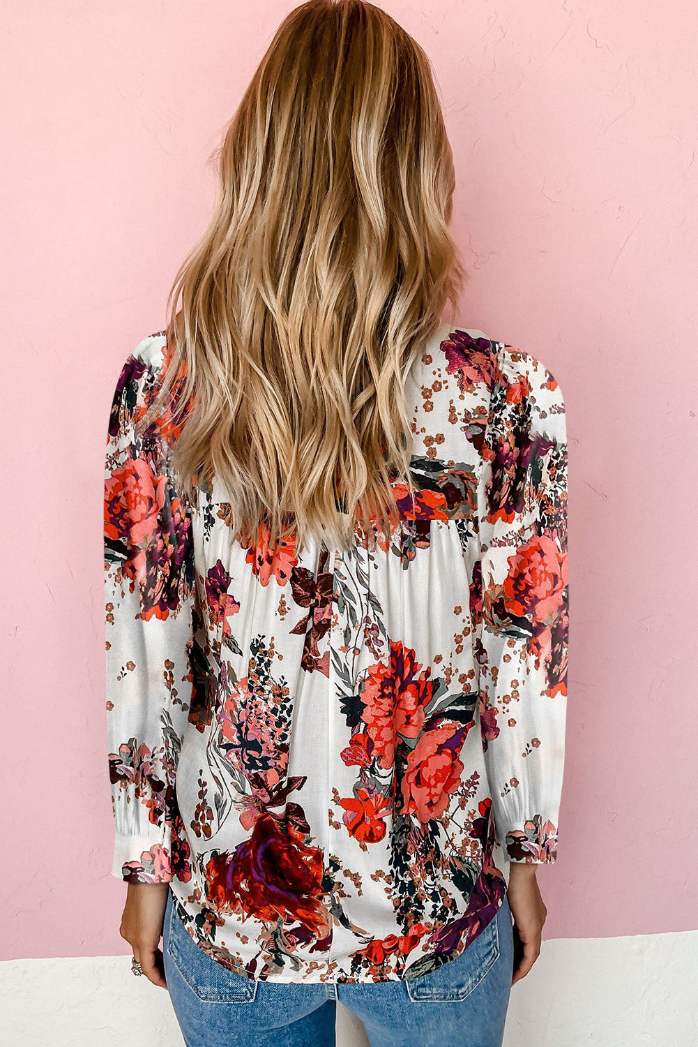 Floral Short Sleeve Round Neck Blouse