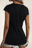 Zip Neck Lace Splicing Tee