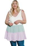 Plus Size Color Block Ruffle Tiered Babydoll Tank Top