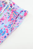 Blue Multicolor Floral Print Sleeveless Tank Top