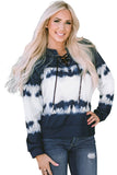 Tie Dye Lace Up V-Neck Long Sleeve Top