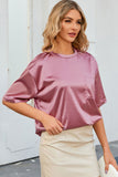 Glitter Chest Pocket Round Neck Long Sleeve Top