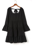 Lace Trim Tie Back Plus Size Tiered Swing Dress