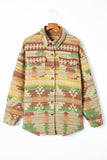 Multicolor Plus Size Flap Pockets Aztec Print Jacket