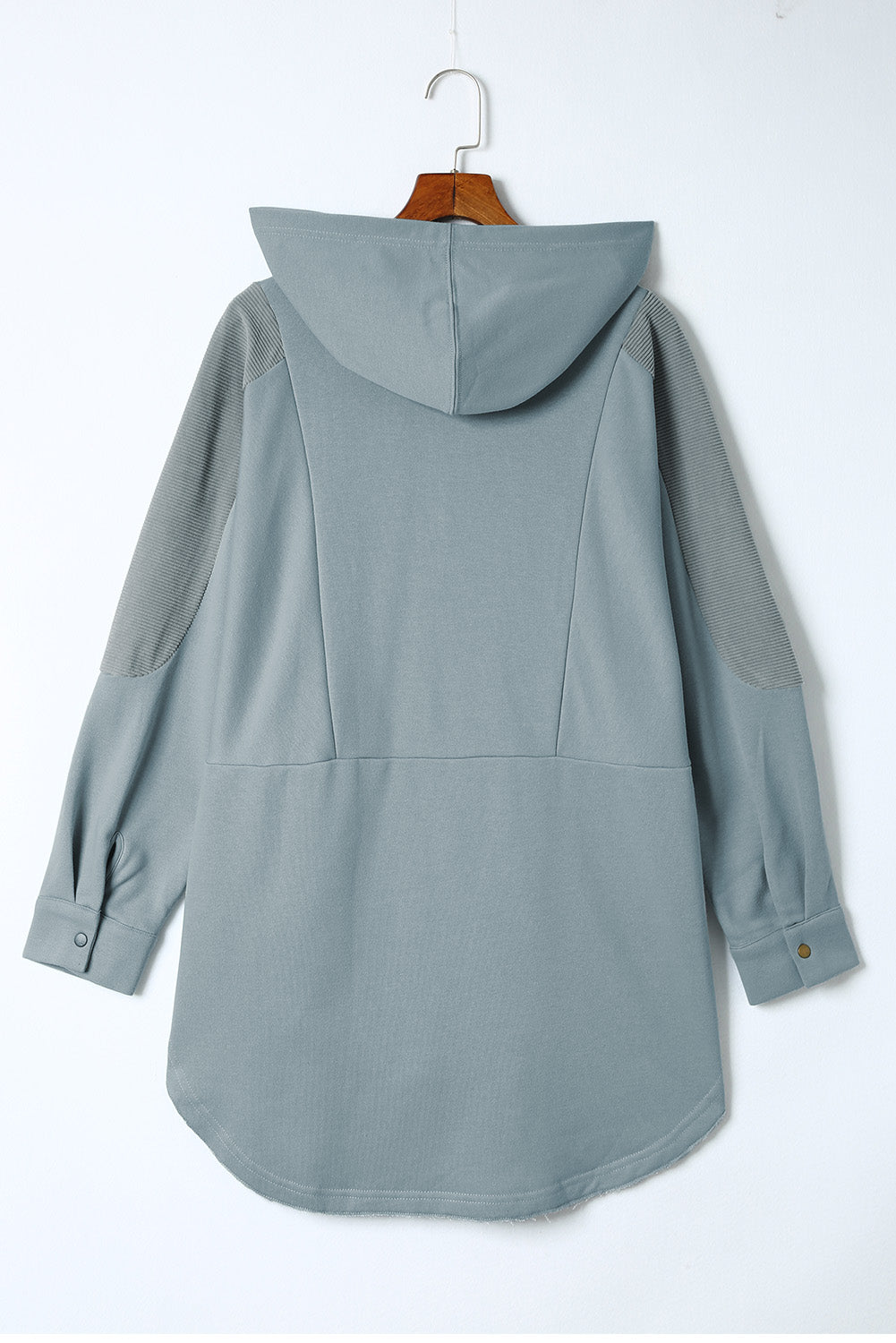 Patchwork Side Pockets Oversized Henley Hoodie