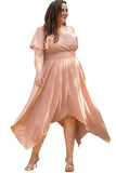 Wrap V Neck Plus Size Handkerchief Dress