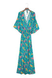 Robe longue florale style Boho vert à col en V profond