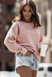 Sweat-shirt rose en mélange de coton French Terry