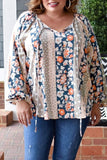 Blouse Multicolore à Imprimé Mixte et Col Fendu de Grande Taille