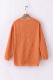 Orange Spooky Season Ghost Print Ribbed Pullover Sweatshirt