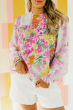 Floral Patchwork Lace Trim Blouse