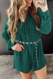 Ribbed Long Sleeve Button Front Romper