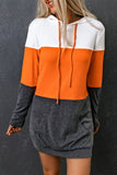 Colorblock Kangaroo Pocket Hooded Dress