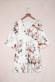 V Neck 3/4 Sleeve Floral Dress