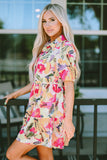 Floral Print Short Sleeve Shirt Dress