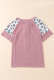 Lace up Leopard Sleeve T Shirt