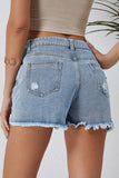 Rhinestone Tassel Distressed Denim Shorts