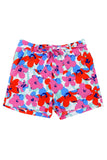 Short ceinturé à imprimé floral rose