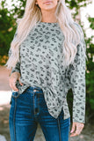 Pink Animal Print Stitching Loose Long Sleeve Top