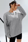 Cable Textured Drop Shoulder Pullover Sweatshirt