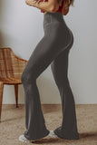 Dark Grey V Shape High Waist Flared Leggings