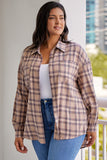 Plus Size Plaid Print Buttoned Oversized Tunic Shirt