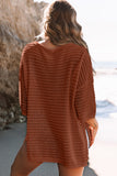 Apricot Textured Knit Drop Shoulder Tee