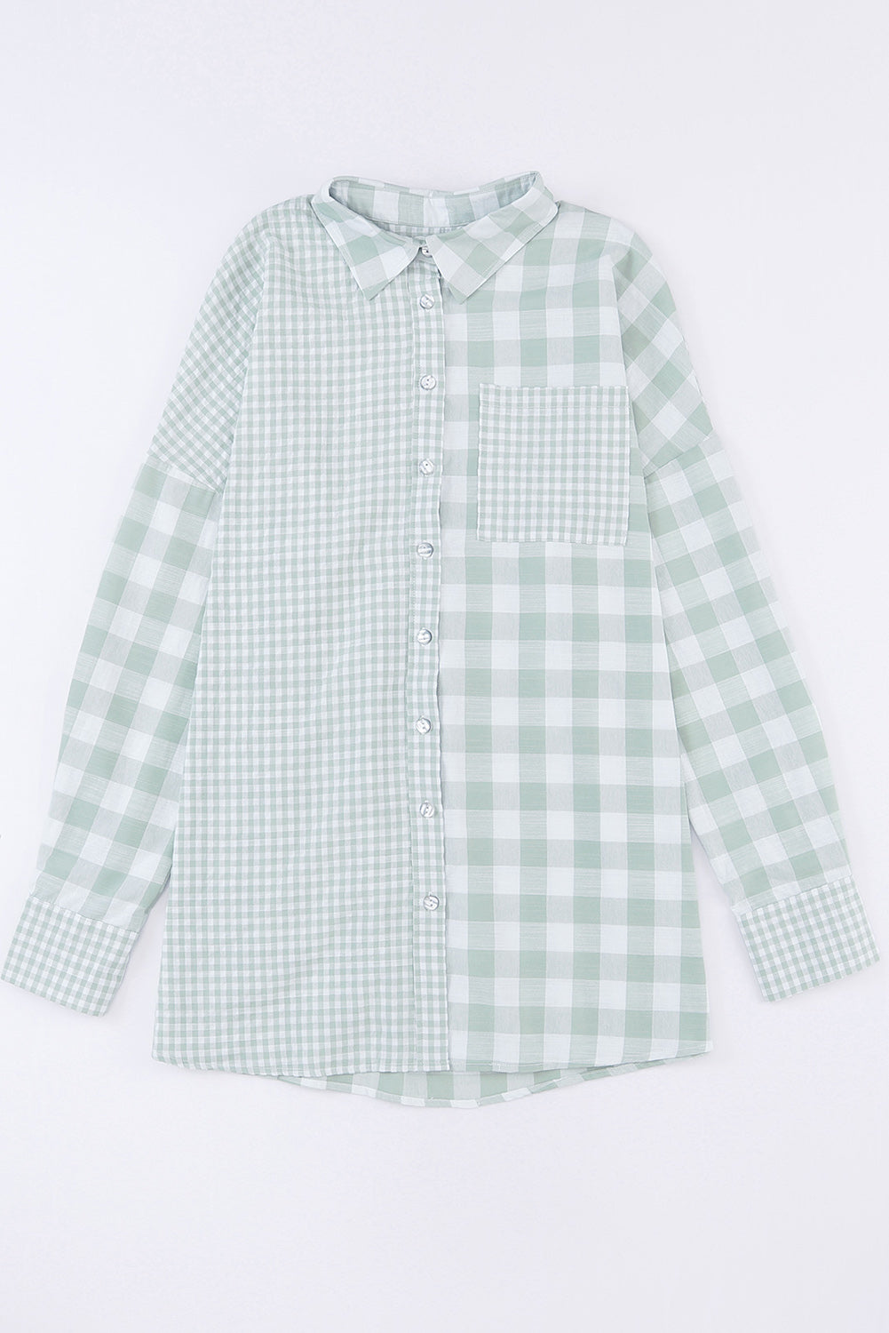 Mix Checked Patchwork Long Sleeve Shirt