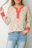 Irregular Pin Stripe Colorblock Henley Top