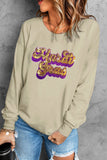 Orange Plain Crew Neck Pullover Sweatshirt