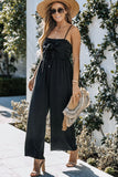 Front Knot Smocked Back Spaghetti Straps Jumpsuit