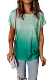 Gradient Color Short Sleeve T-Shirt with Pocket