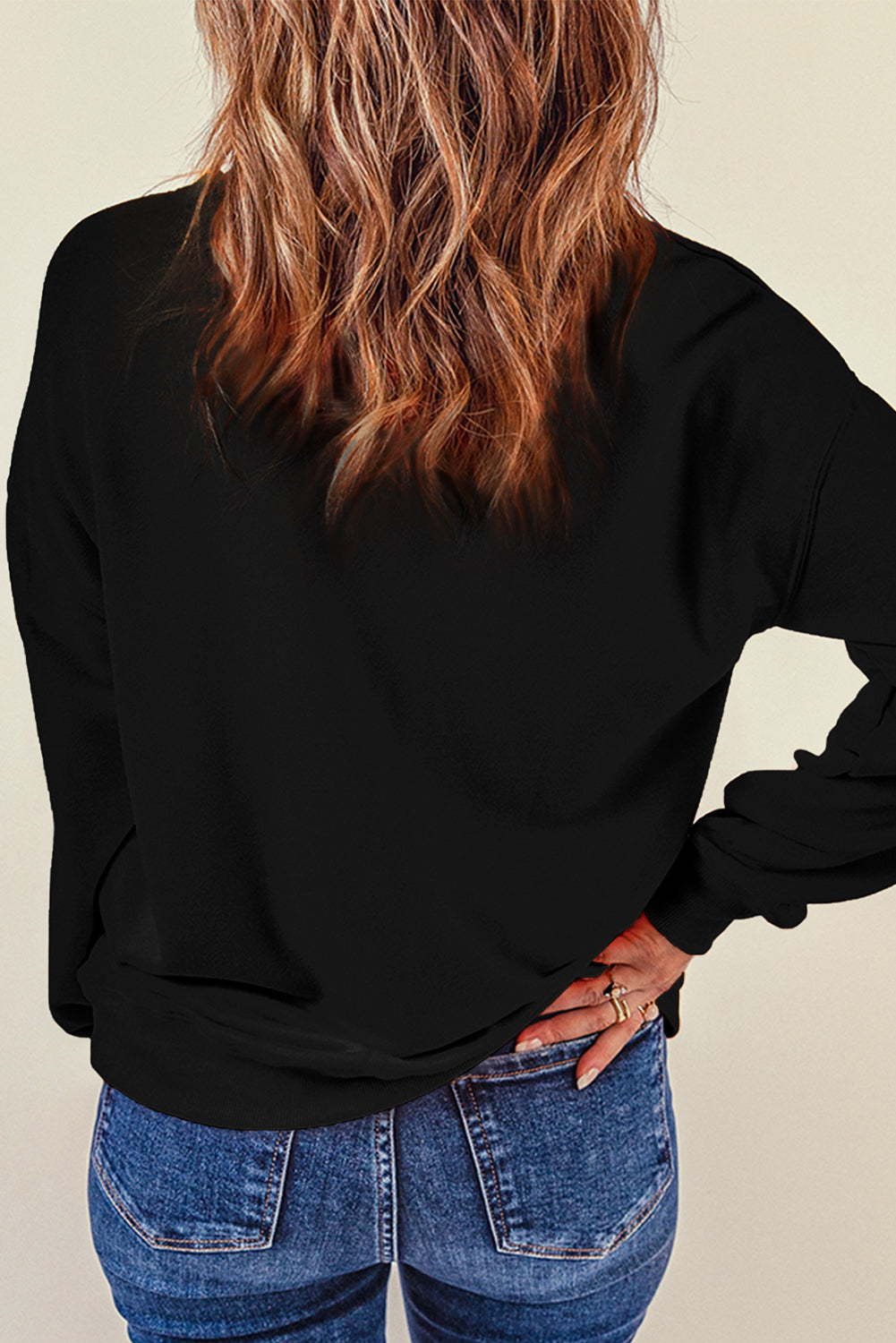 Orange Plain Crew Neck Pullover Sweatshirt