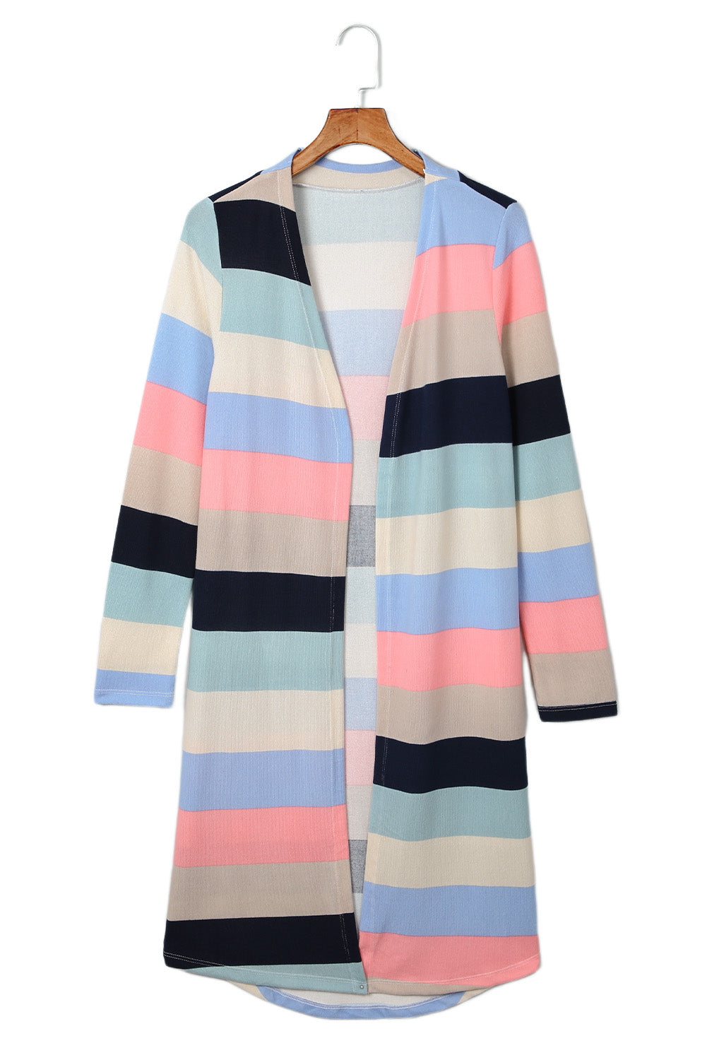 Multicolor Print Colorblock Long Cardigan