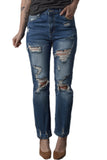 Blue Vintage Distressed Boyfriend Ripped Jeans