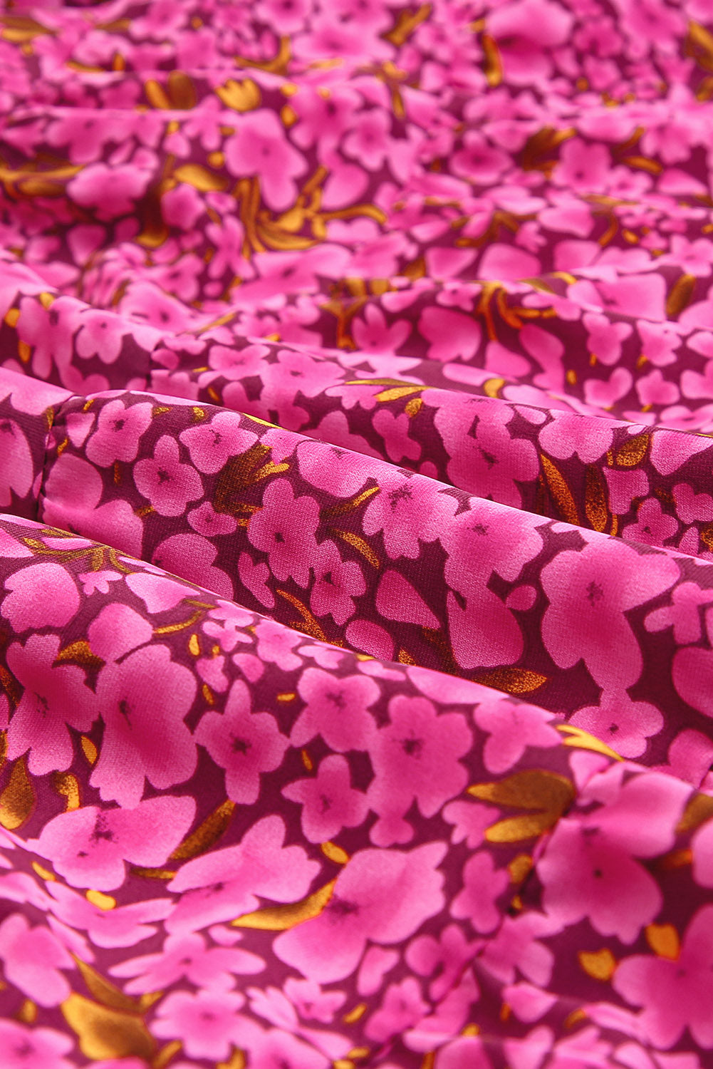 Haut à col en V et manches flottantes à imprimé floral rose