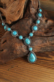 Crackle Turquoise Water Drop Accent Necklace