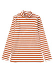 Striped Print Textured Knit Long Sleeve Tee