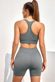 Zipped Ribbed Racerback Sports Bra