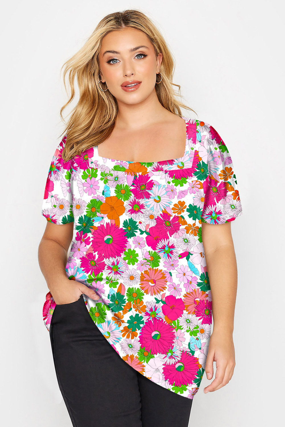 Floral Print Plus Size Kimono