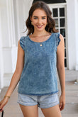 Ruffled Denim Tank Top