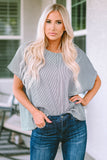 Ribbed Knit Round Neck Relaxed Tee