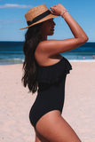 Ruffle Tiered One Shoulder One Piece Swimsuit