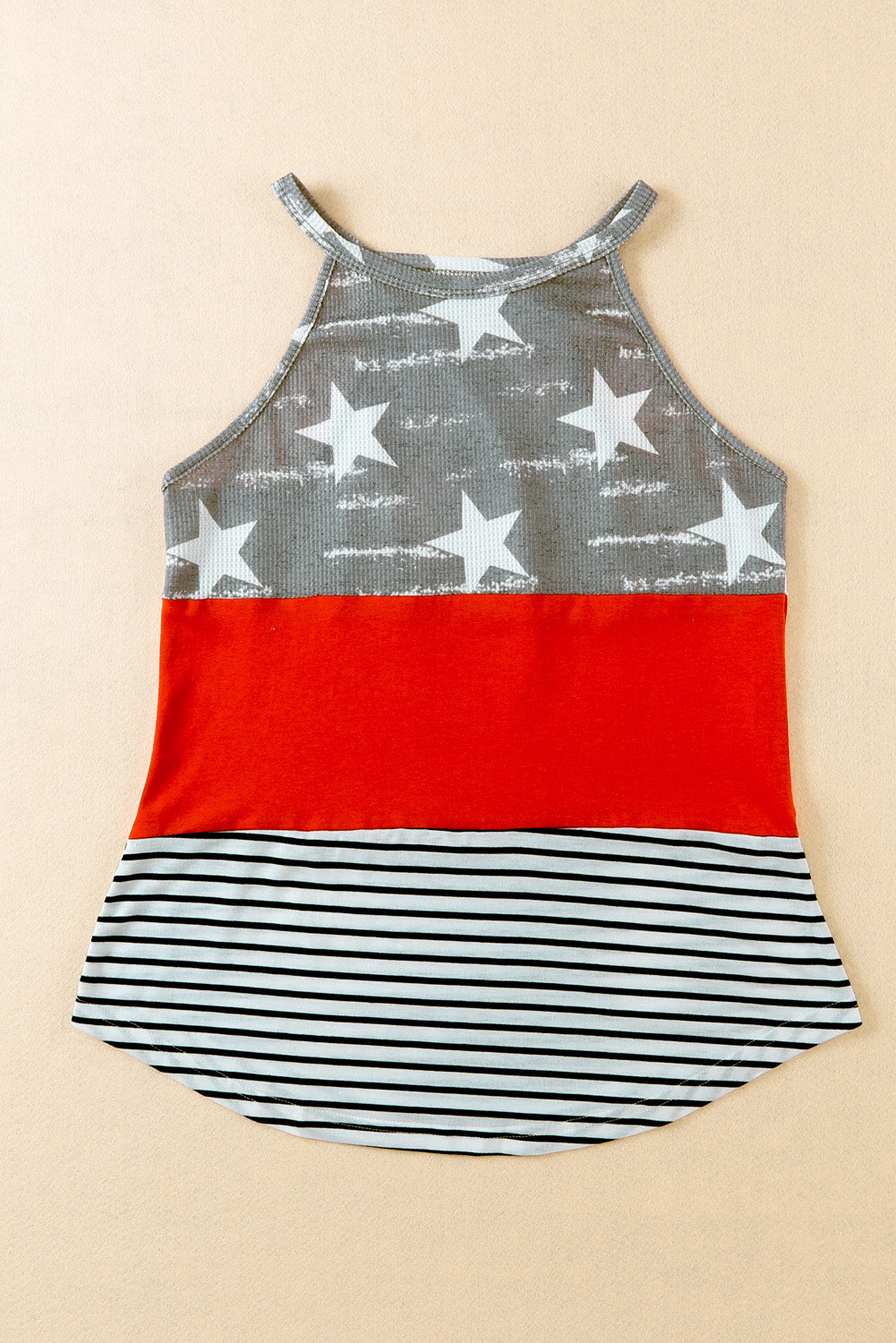 American Flag Color Block Sleeveless Top