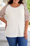 Splice Ruffle Half Sleeve Plus Size T Shirt