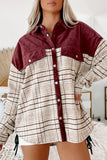 Plaid Patchwork Button-up Shift Shirt Jacket