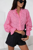 Hollow Out Embroidered Floral Shirt